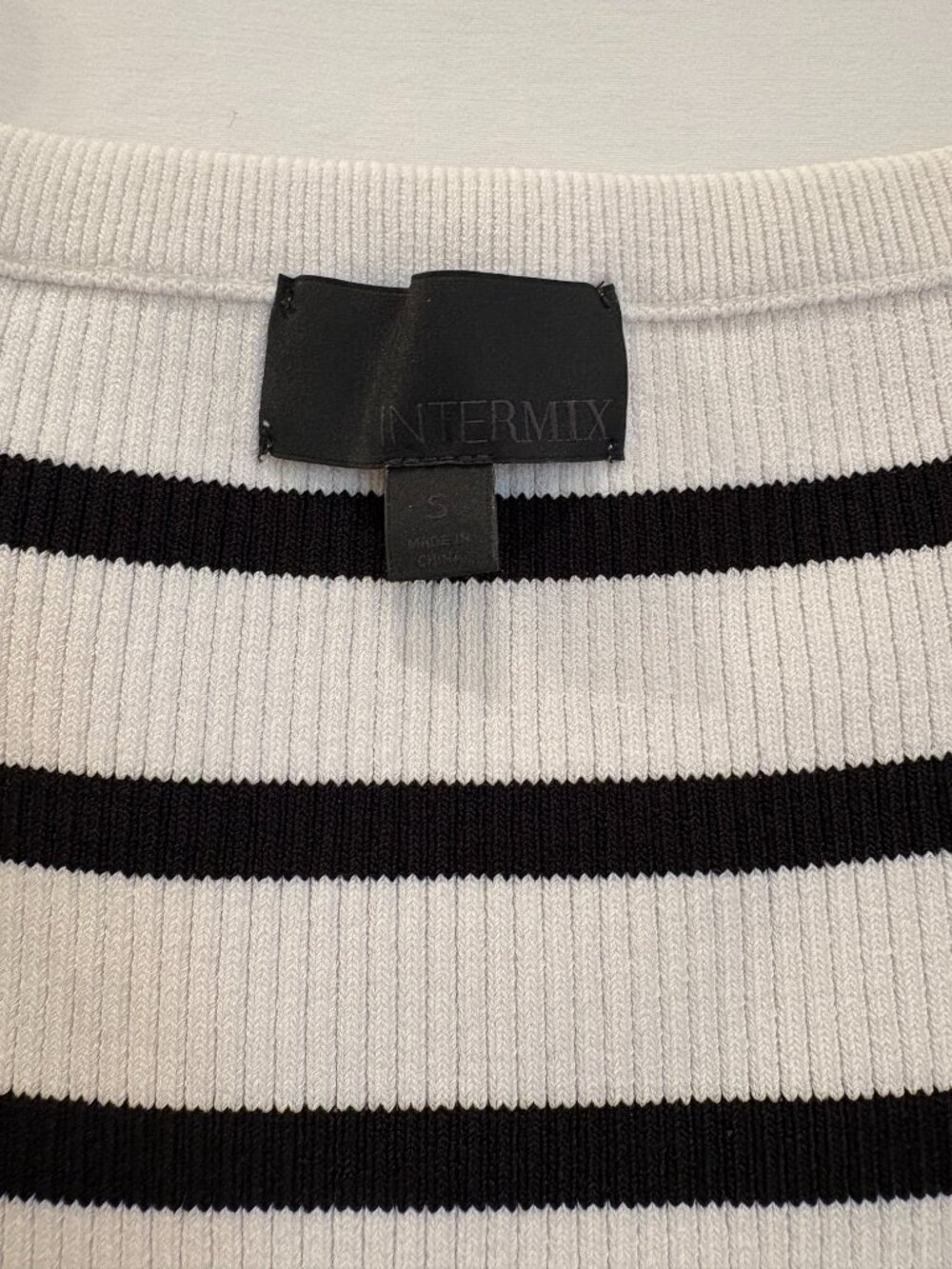 Intermix, Off-Shoulder Ribbed Striped Midi Bodycon Dress | Size: S - Picture 4 of 6